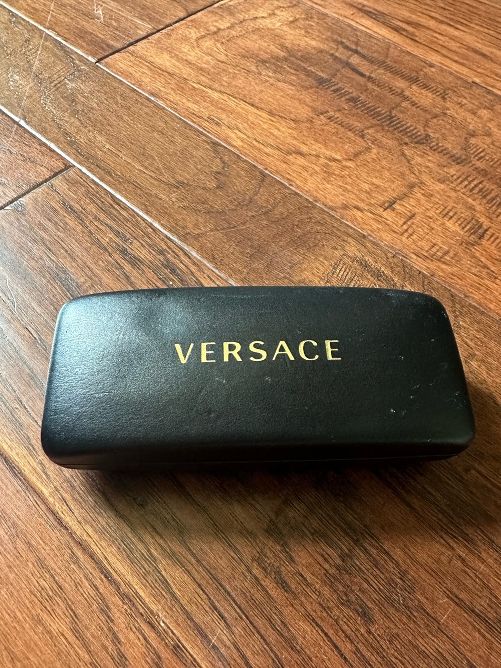 Black Leather Versace Hinge Eyeglass Case